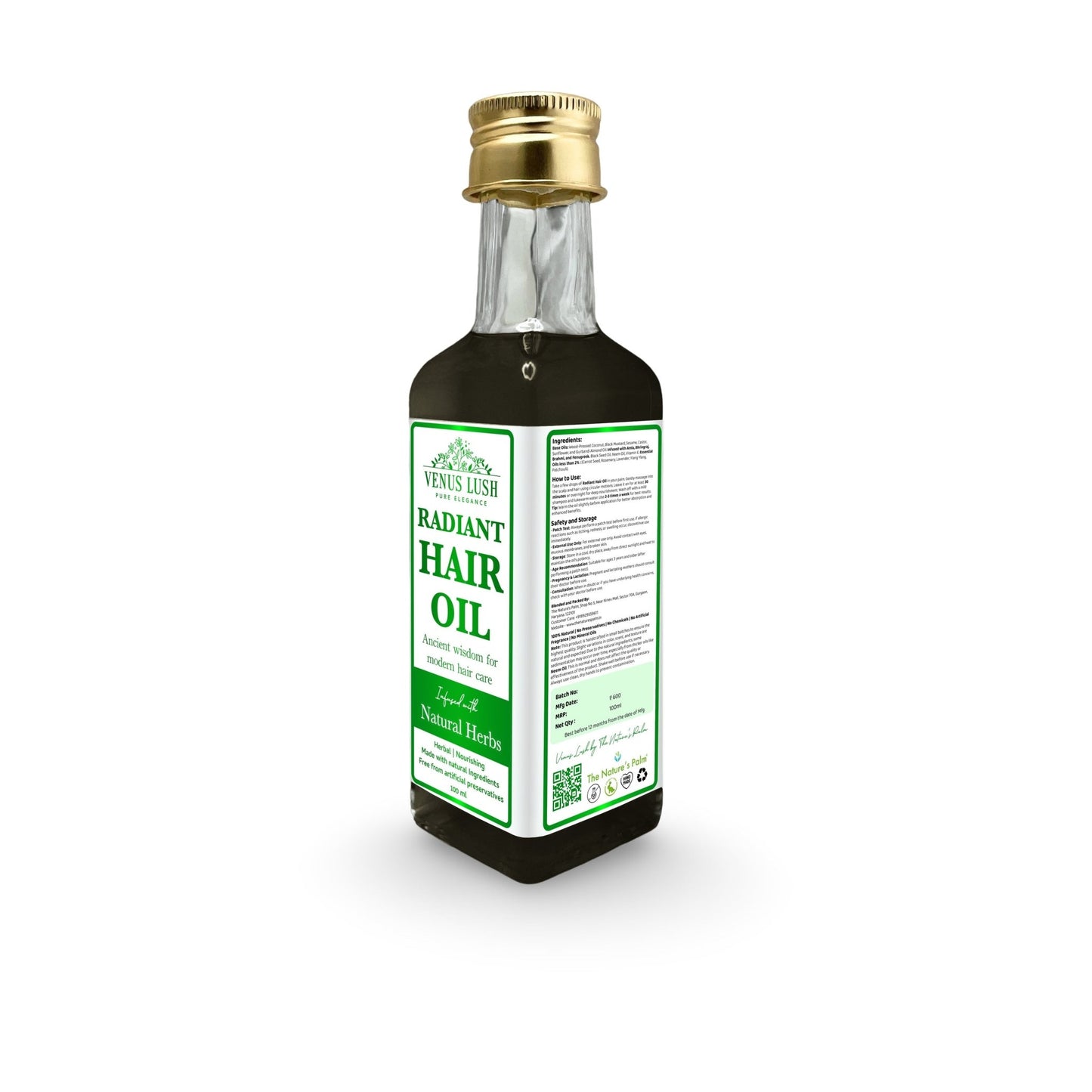 Venus Lush Radiant Hair Oil – Ayurvedic Herbal Hair Oil for Hair Growth & Shine