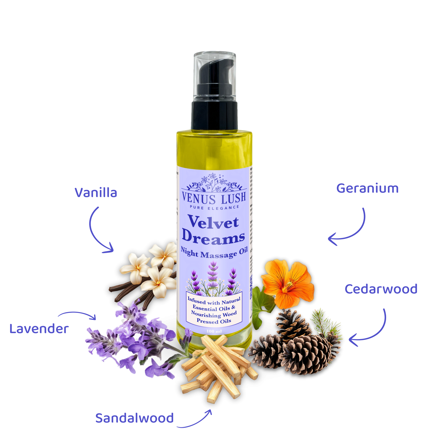 Velvet Dreams Body Massage Oil | Wood Pressed Oils Blend | Aromatherapy | 100 ml
