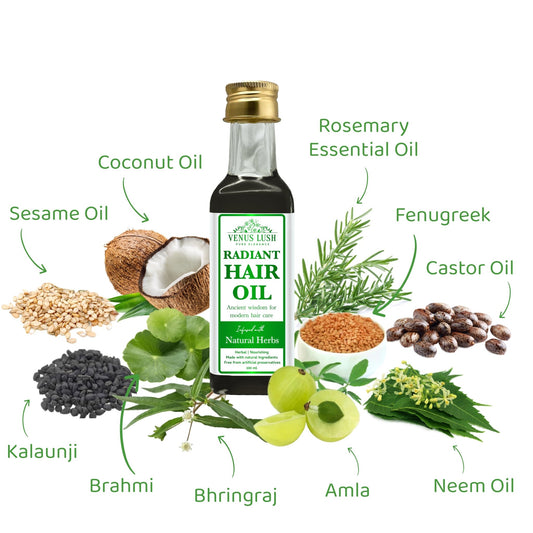 Venus Lush Radiant Hair Oil – Ayurvedic Herbal Hair Oil for Hair Growth & Shine